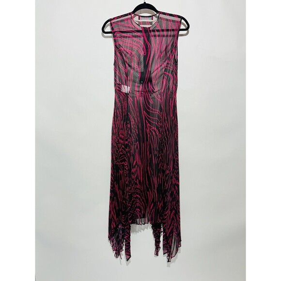 NWT $5,025 Versace Runway SS2023 Sheer Zebra Plisse Dress Red Black IT 40/US 4 - Picture 8 of 16